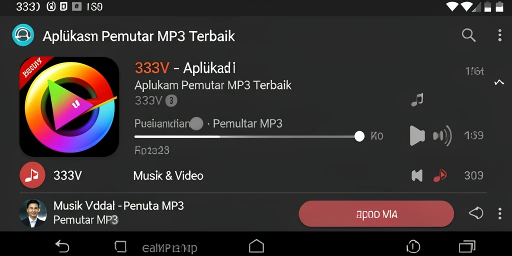 Antarmuka aplikasi 333V untuk pemutar MP3 yang sederhana dan menarik.