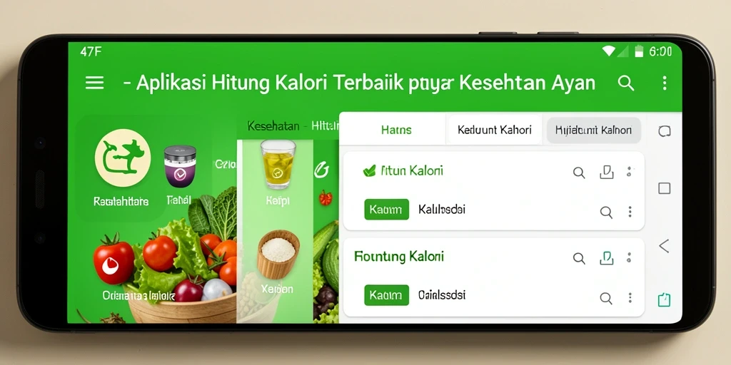 Tampilan antarmuka aplikasi 47F untuk menghitung kalori.
