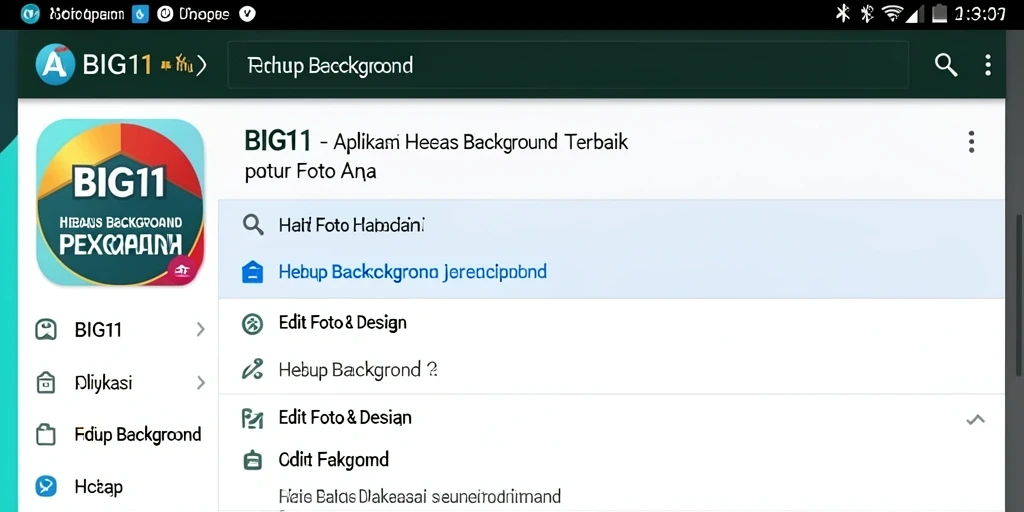 Antarmuka pengguna <strong>BIG11</strong> yang menampilkan fitur hapus background.