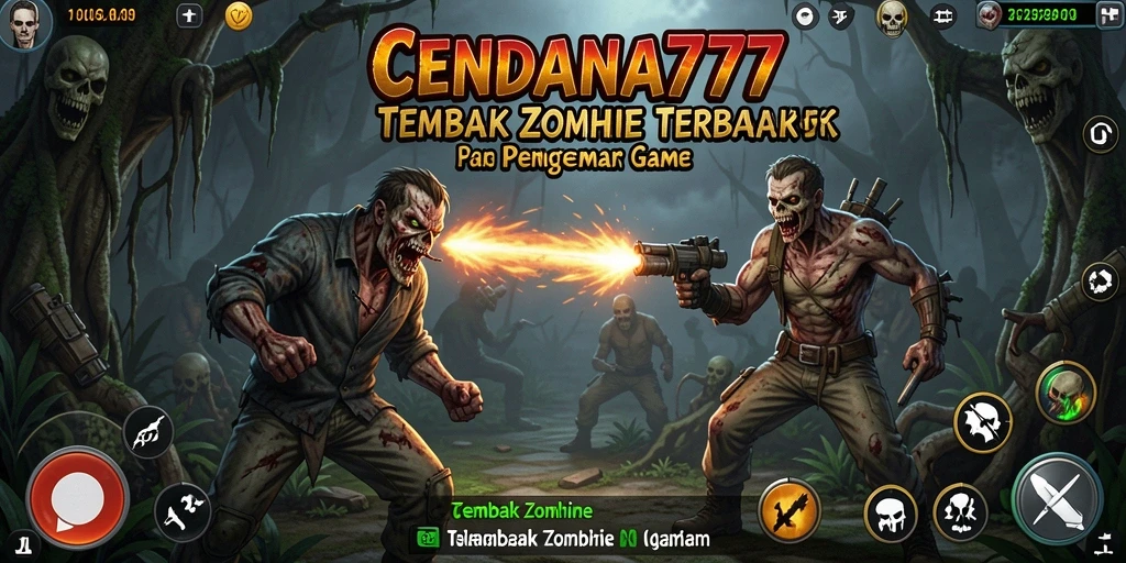 Tampilan antarmuka CENDANA777 dalam pertempuran melawan zombie.