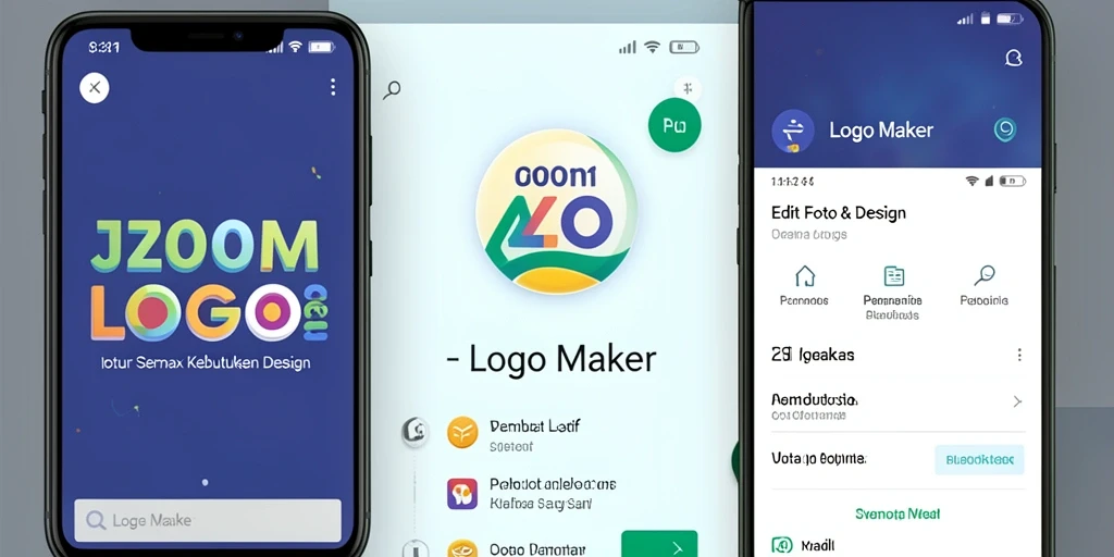 Tampilan antarmuka J200M yang user-friendly dengan berbagai fitur Logo Maker.
