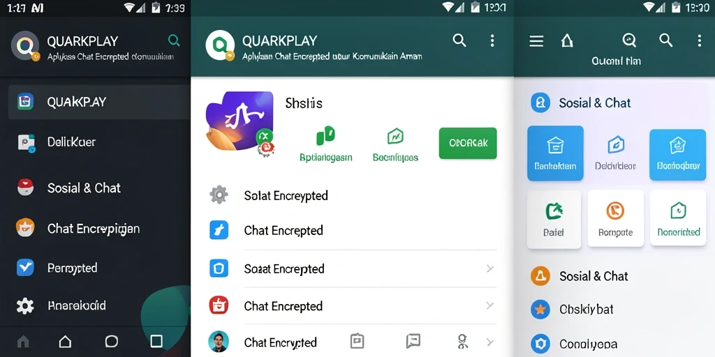 Tampilan utama antarmuka QUARKPLAY menampilkan chat yang aman dan mudah diakses.