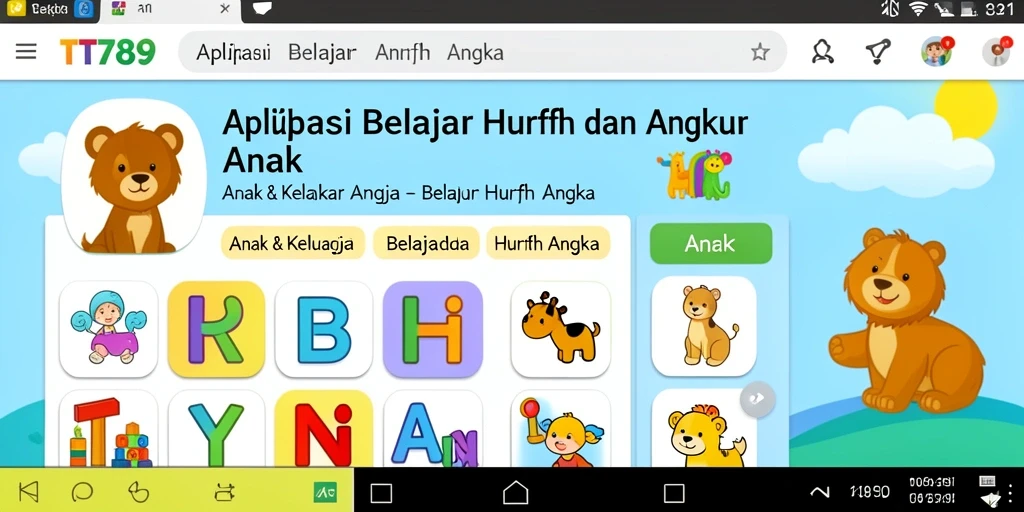 Antarmuka interaktif untuk belajar huruf dan angka.